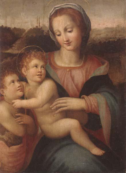 Francesco Brina The madonna and child with the infant saint john the baptist Germany oil painting art